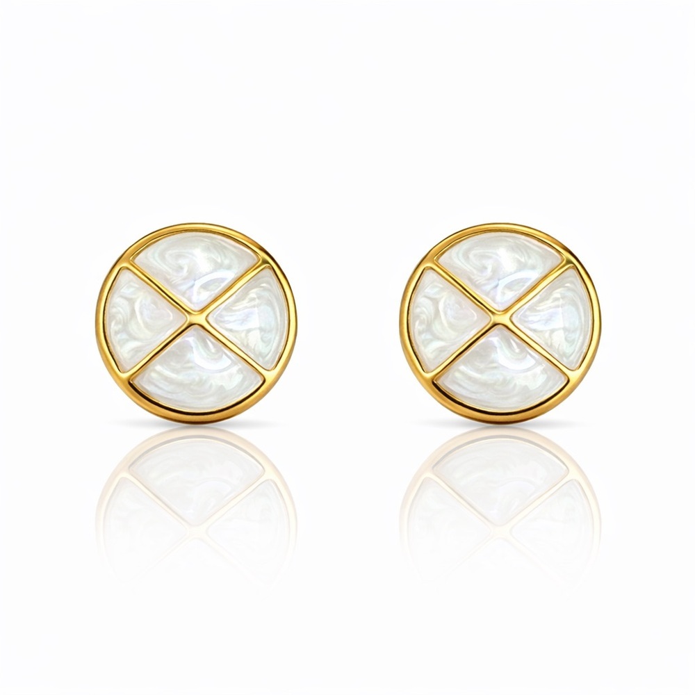 ⚜️ Elegant Gold and White Earrings - Picture 1 of 10